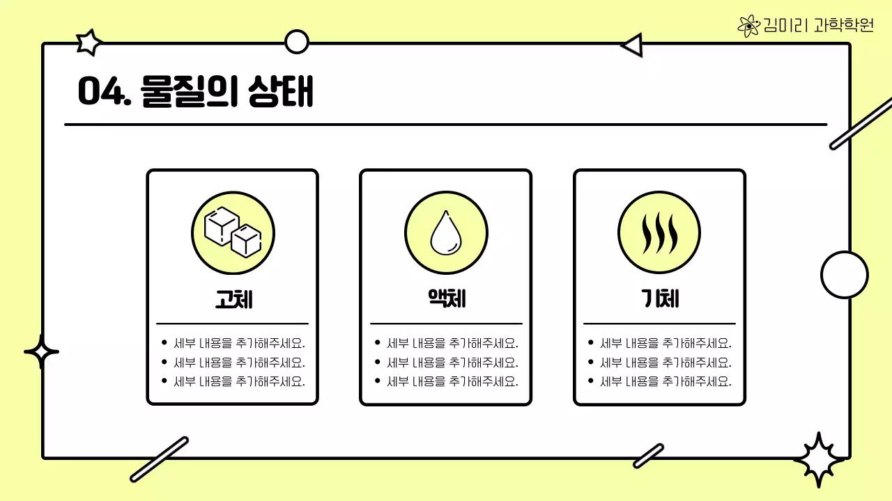 노랑과 흰색의 단순한 과학 수업 발표자료