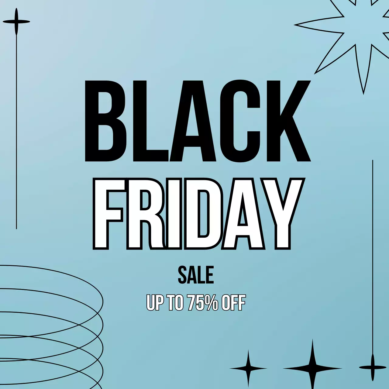 검은색과 파란색 그라디언트의 할인 이벤트 검은 금요일