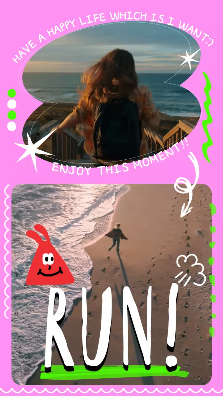 핑크와 그린포인트의 낙서컨셉 바다 힐링스토리 