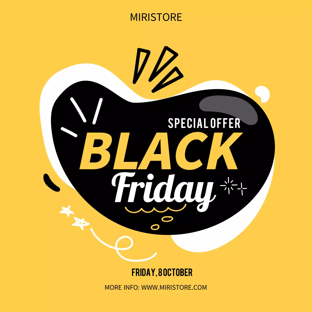 노란색과 낙서 컨셉의 블랙 프라이데이 이벤트