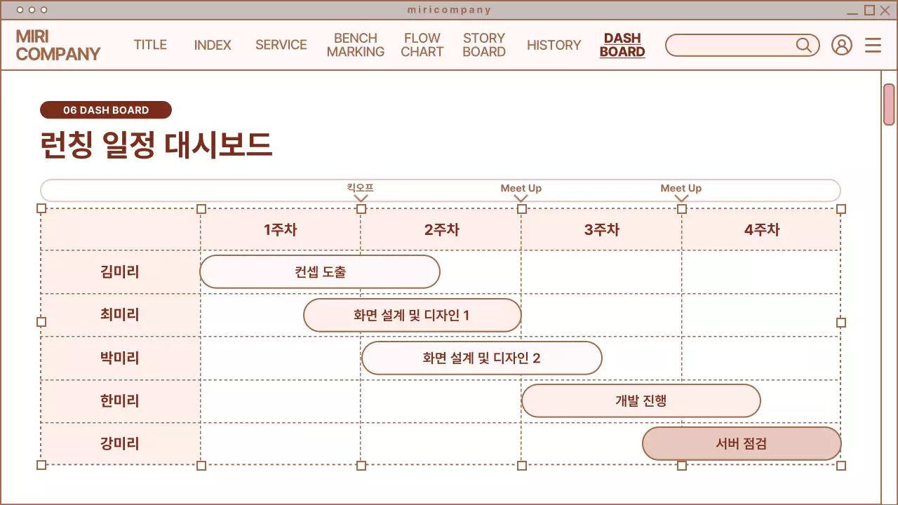 베이지색과 흰색의 심플한 웹페이지 설계 기획서
