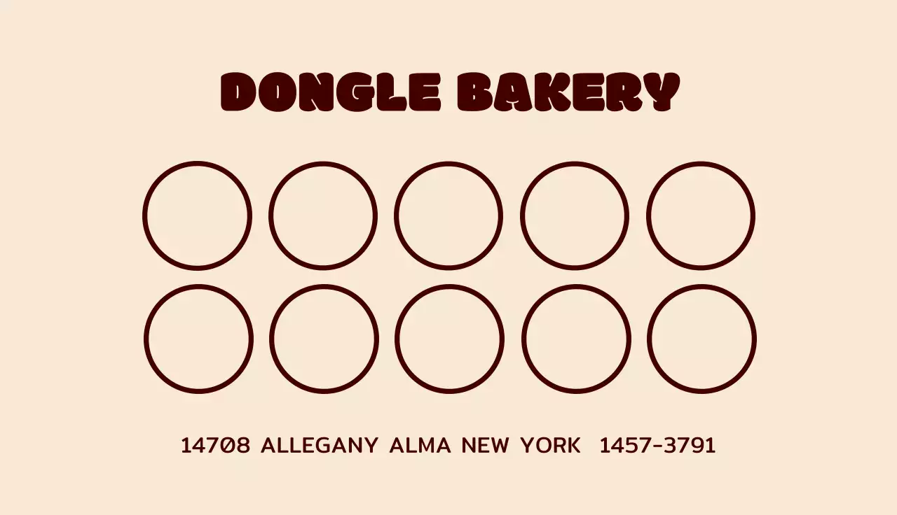 베이지색 배경의 베이커리 빵 일러스트 로고가 있는 도장쿠폰