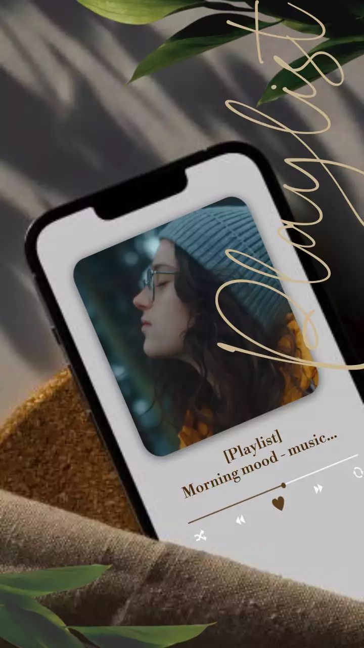 갈색의 감성적인 음악 재생 화면