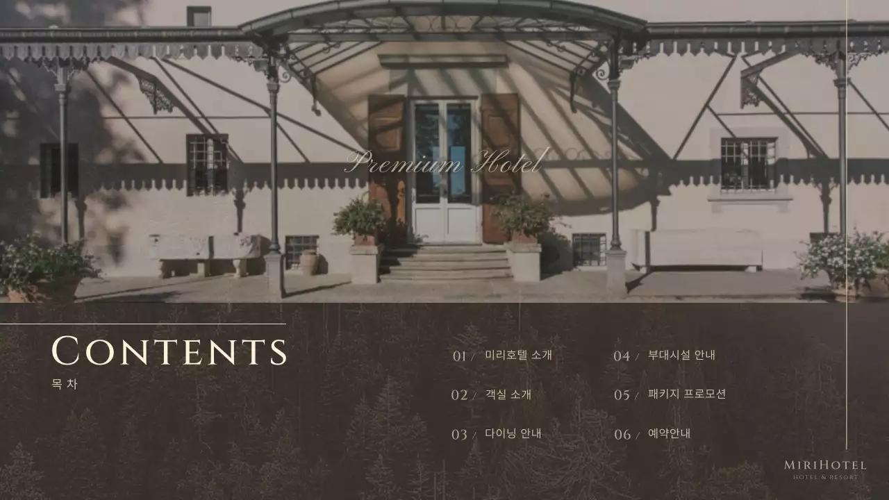 갈색과 베이지의 모던하고 고급스러운 호텔 패키지상품 기획서