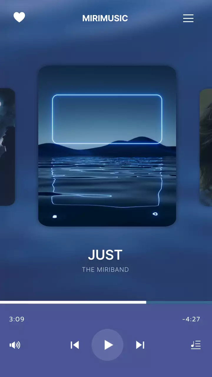 보라색 네이비색의 잔잔한 분위기의 음악플레이어 재생목록