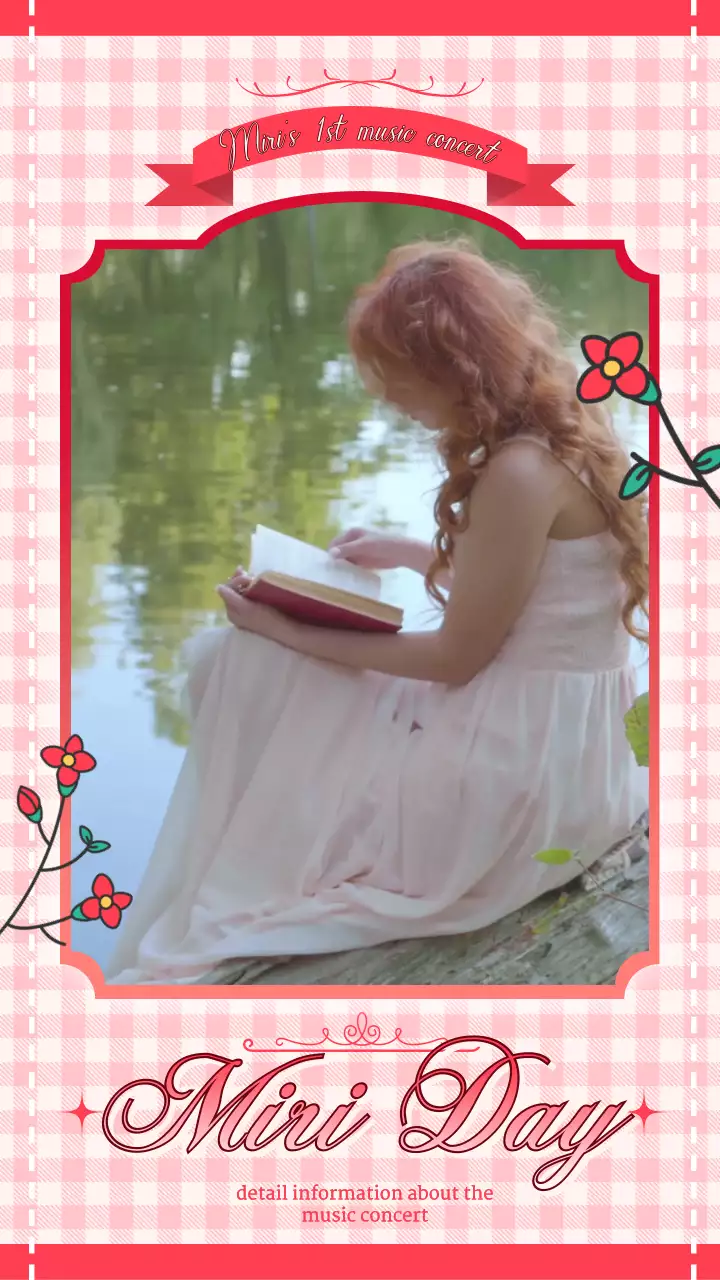 키치한 레드 체크무늬의 공주 요정 전광판