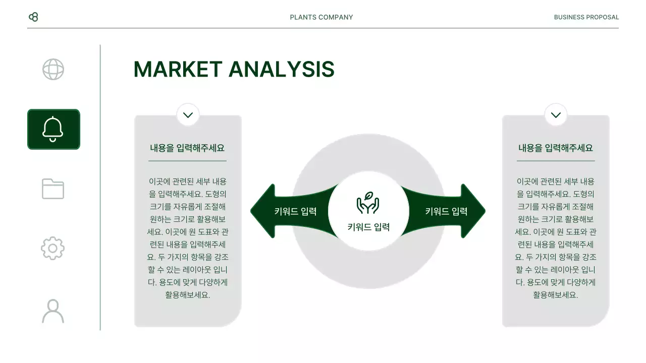 흰색과 녹색 자연 잎 컨셉의 비즈니스 사업 제안서