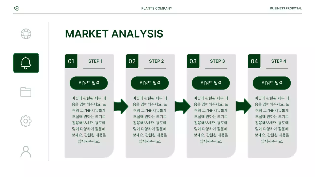 흰색과 녹색 자연 잎 컨셉의 비즈니스 사업 제안서