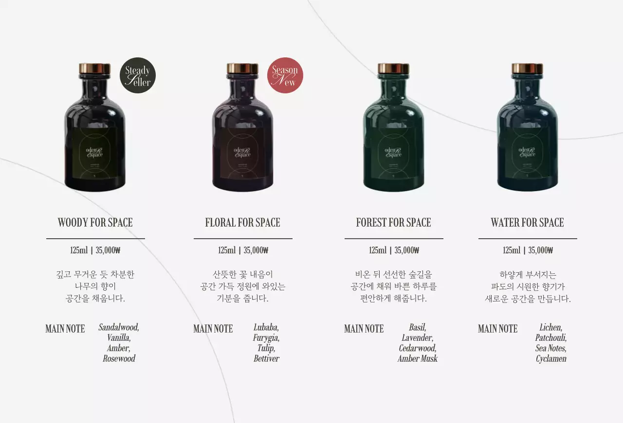 차분한 색상의 빈티지한 꽃 이미지가 있는 고급스러운 디퓨저 상품 소개용