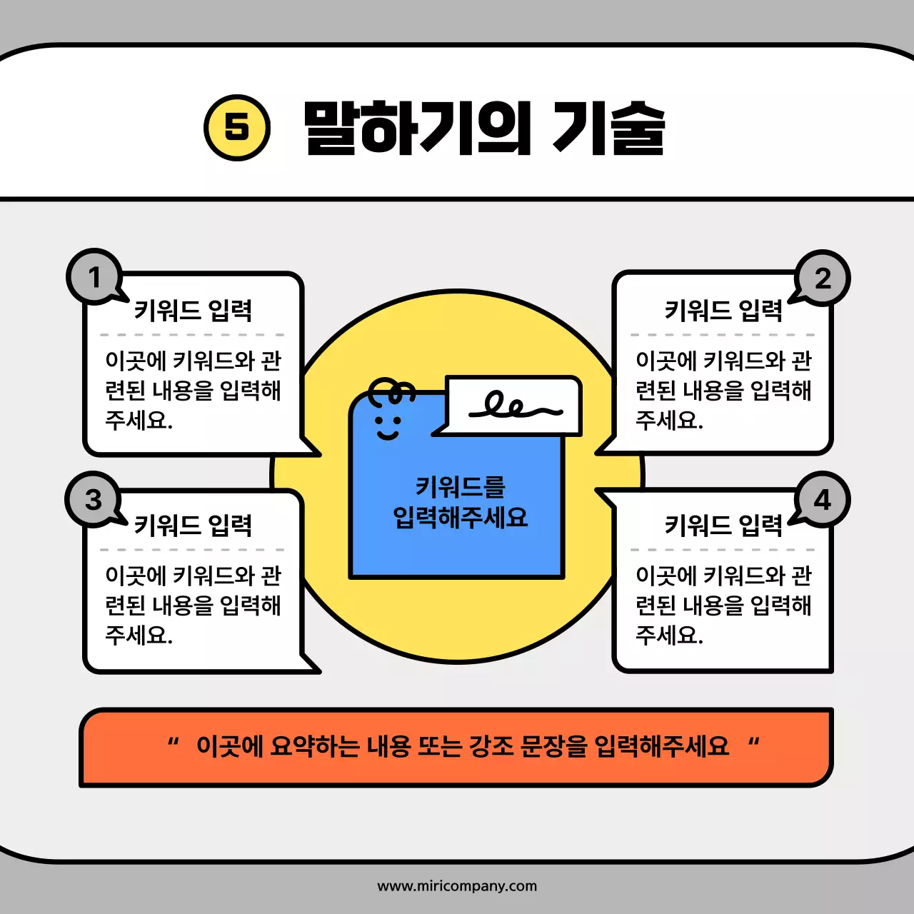 주황색과 파랑색의 귀여운 캐릭터 도형 컨셉 카드뉴스 키트