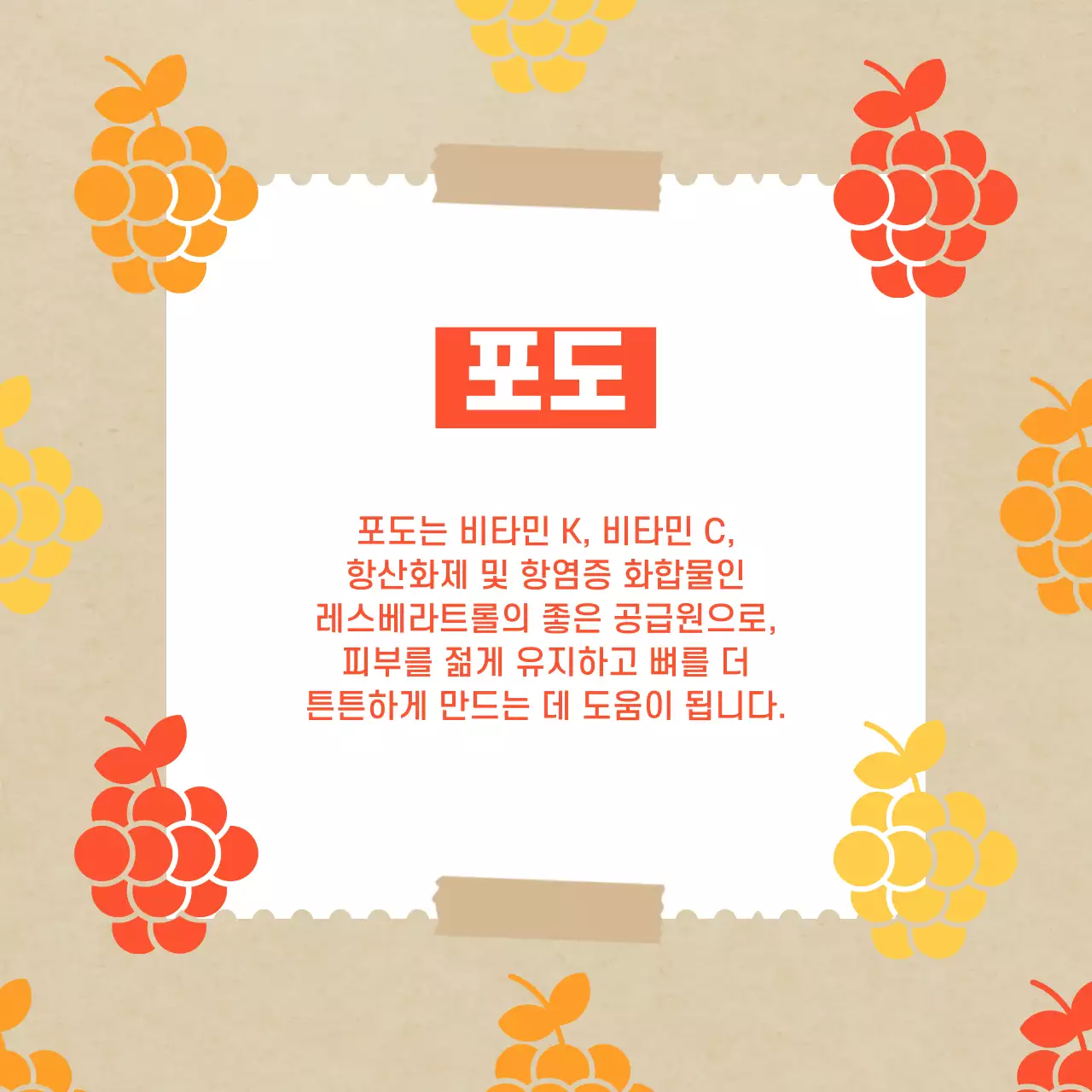 노랑색과 주황색의 클래식한 가을철 과일 홍보