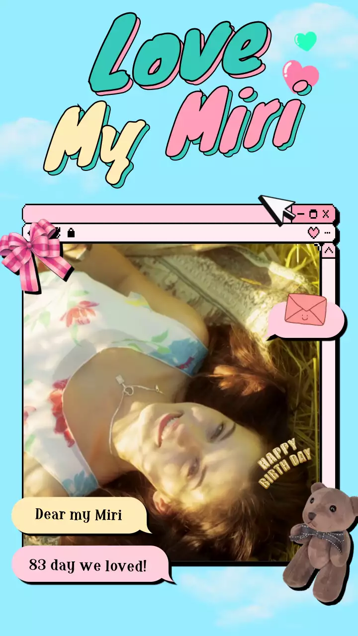 파스텔톤의 키치한 인터넷 UI 메세지 축하