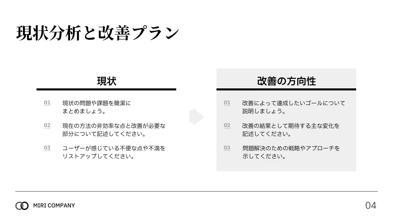 白黒 シンプル プロジェクト 企画書 プレゼンテーション