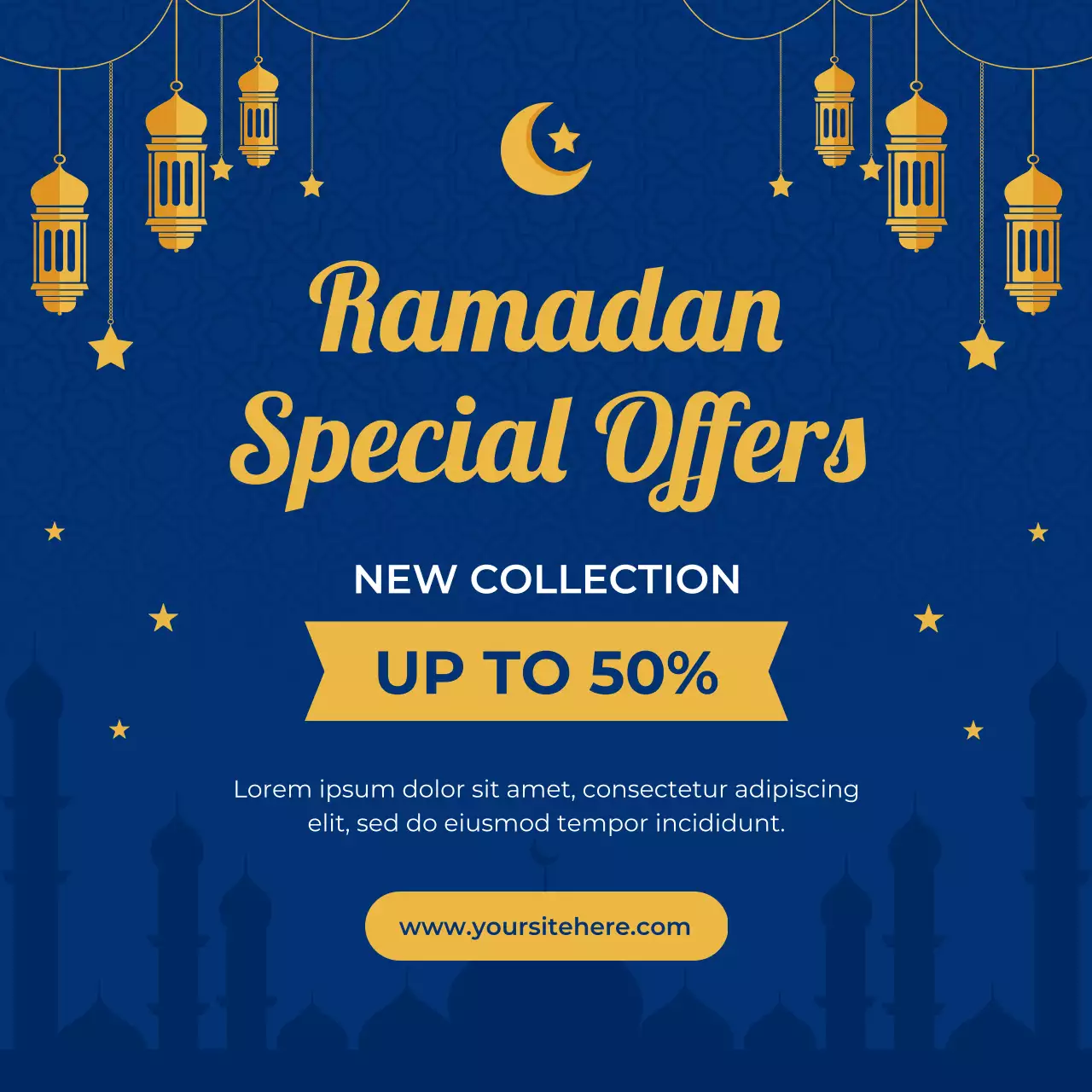 Blue Traditional Ramadan Promotion Social Media Post