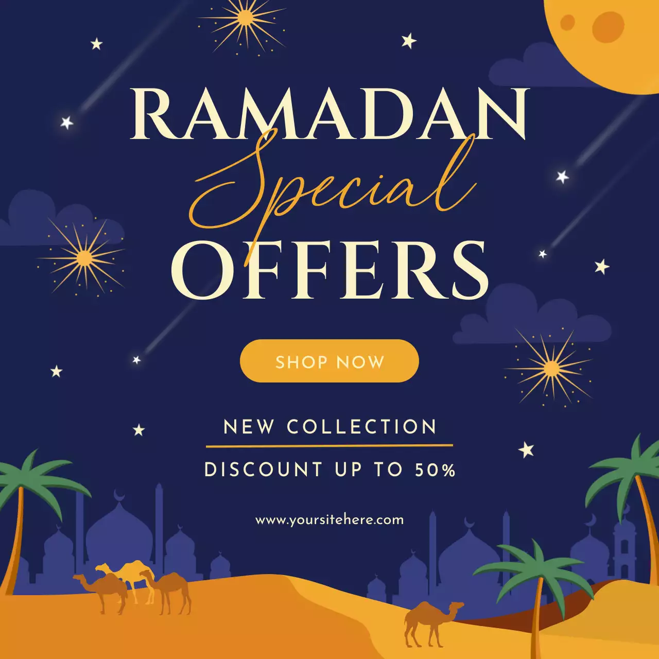 Navy Traditional Ramadan Promotion Social Media Post