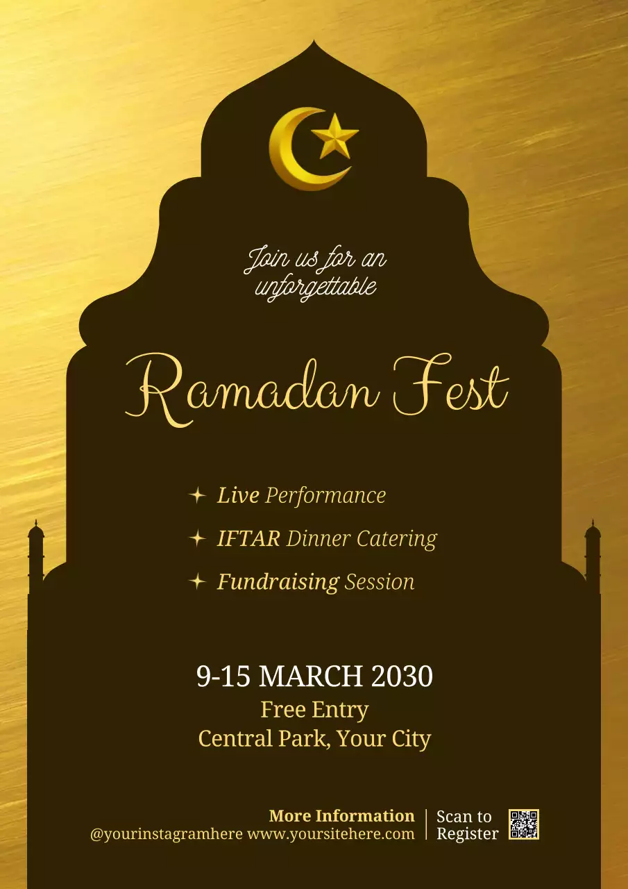 Gold Traditional Ramadan Event Poster