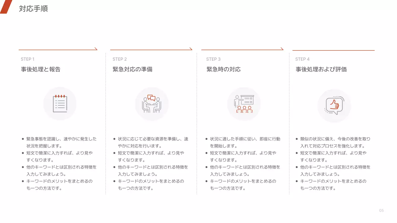 赤 シンプル 緊急 マニュアル プレゼンテーション