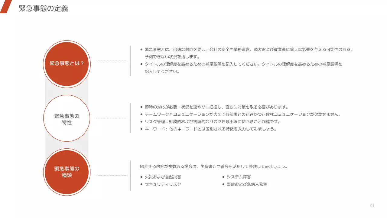 赤 シンプル 緊急 マニュアル プレゼンテーション