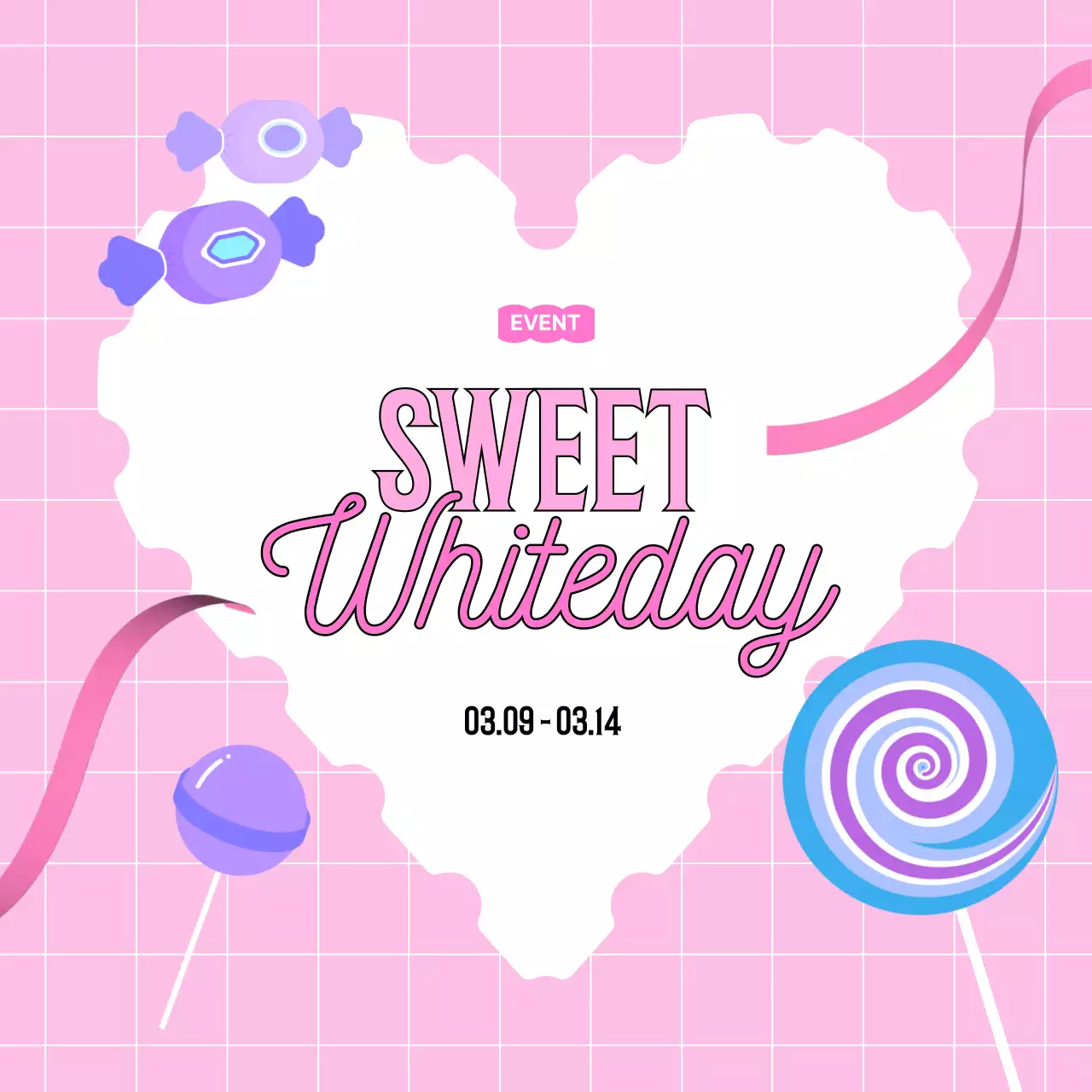 핑크 아기자기한 화이트데이 이벤트