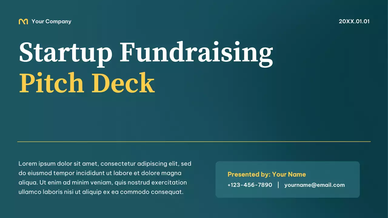 Teal Modern Startup Fundraising Pitch Presentation