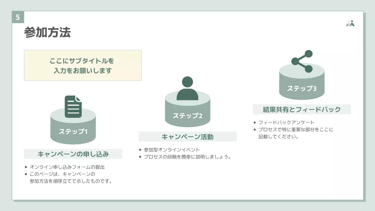 緑 シンプル キャンペーン 企画書 プレゼンテーション