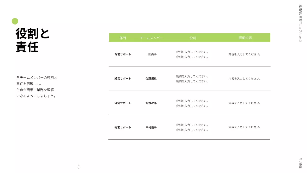 緑 シンプル 業務 マニュアル プレゼンテーション