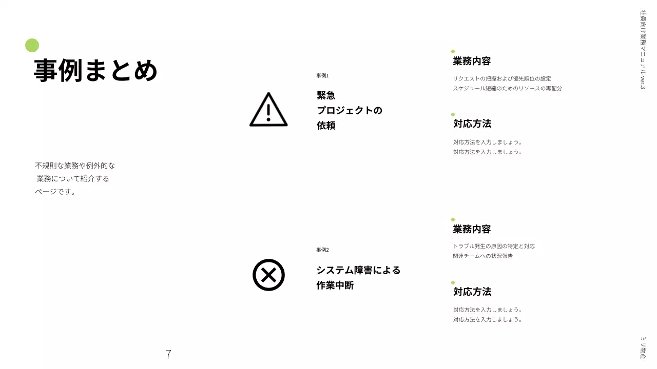 緑 シンプル 業務 マニュアル プレゼンテーション