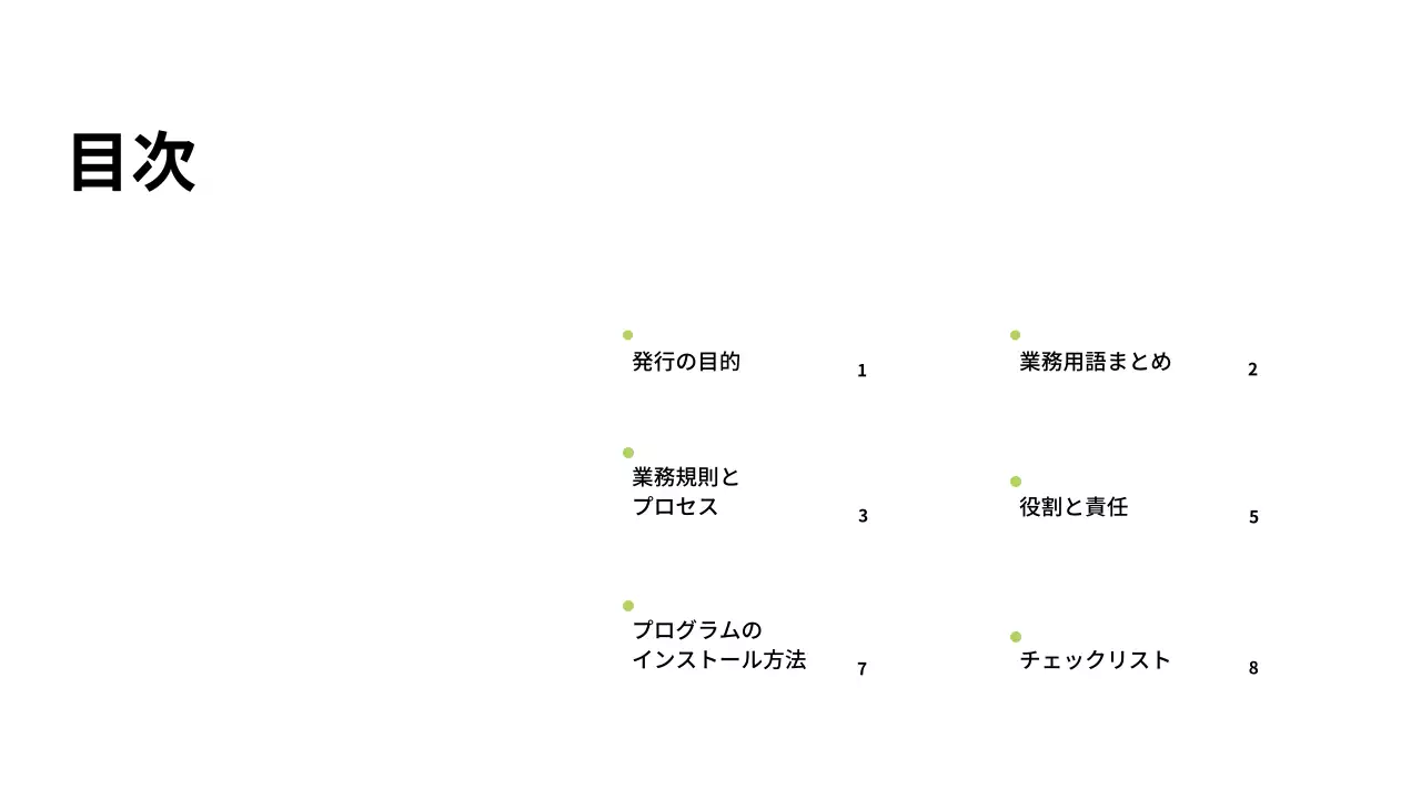 緑 シンプル 業務 マニュアル プレゼンテーション