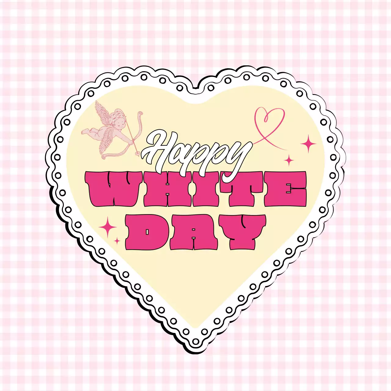 ピンク明るいホワイトデーステッカーグッズ