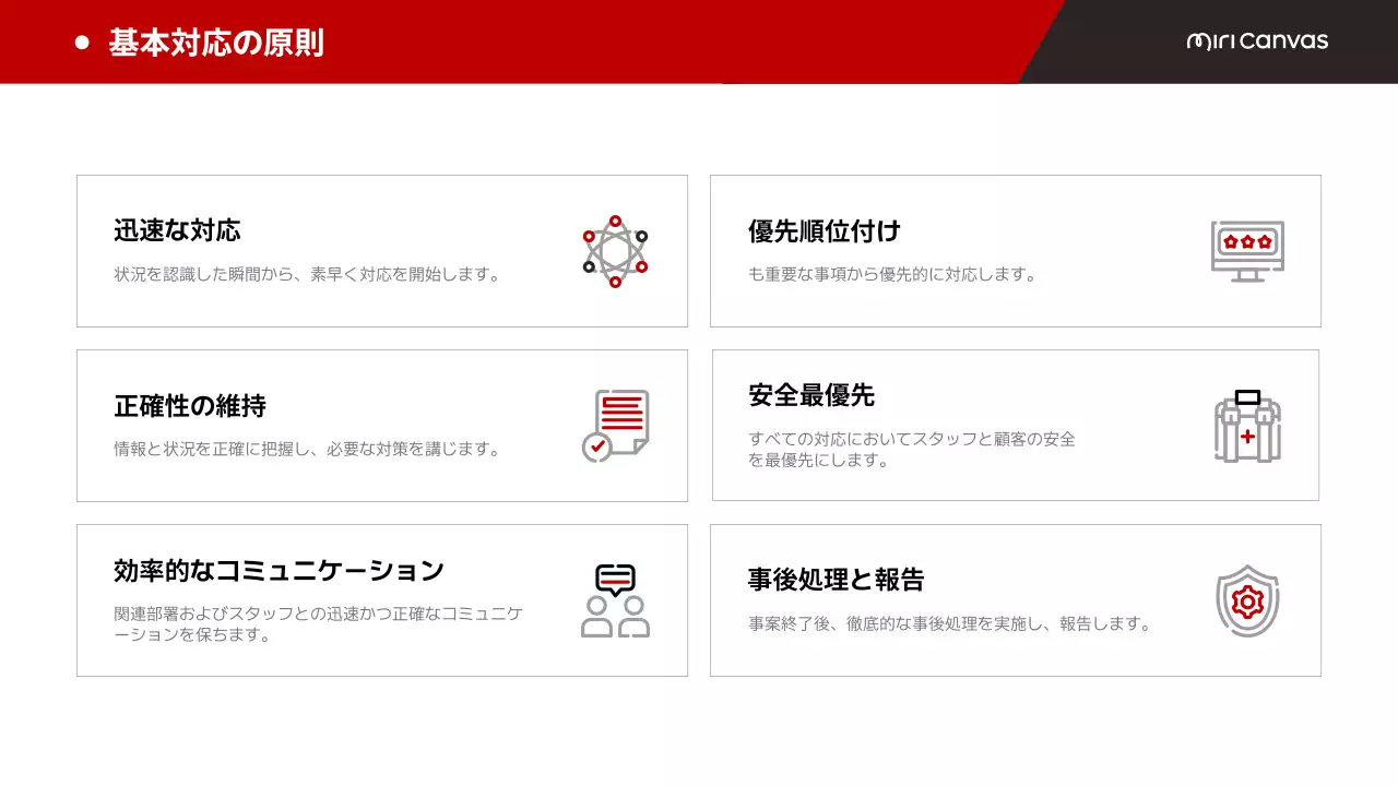 赤 シンプル 緊急対応 マニュアル プレゼンテーション