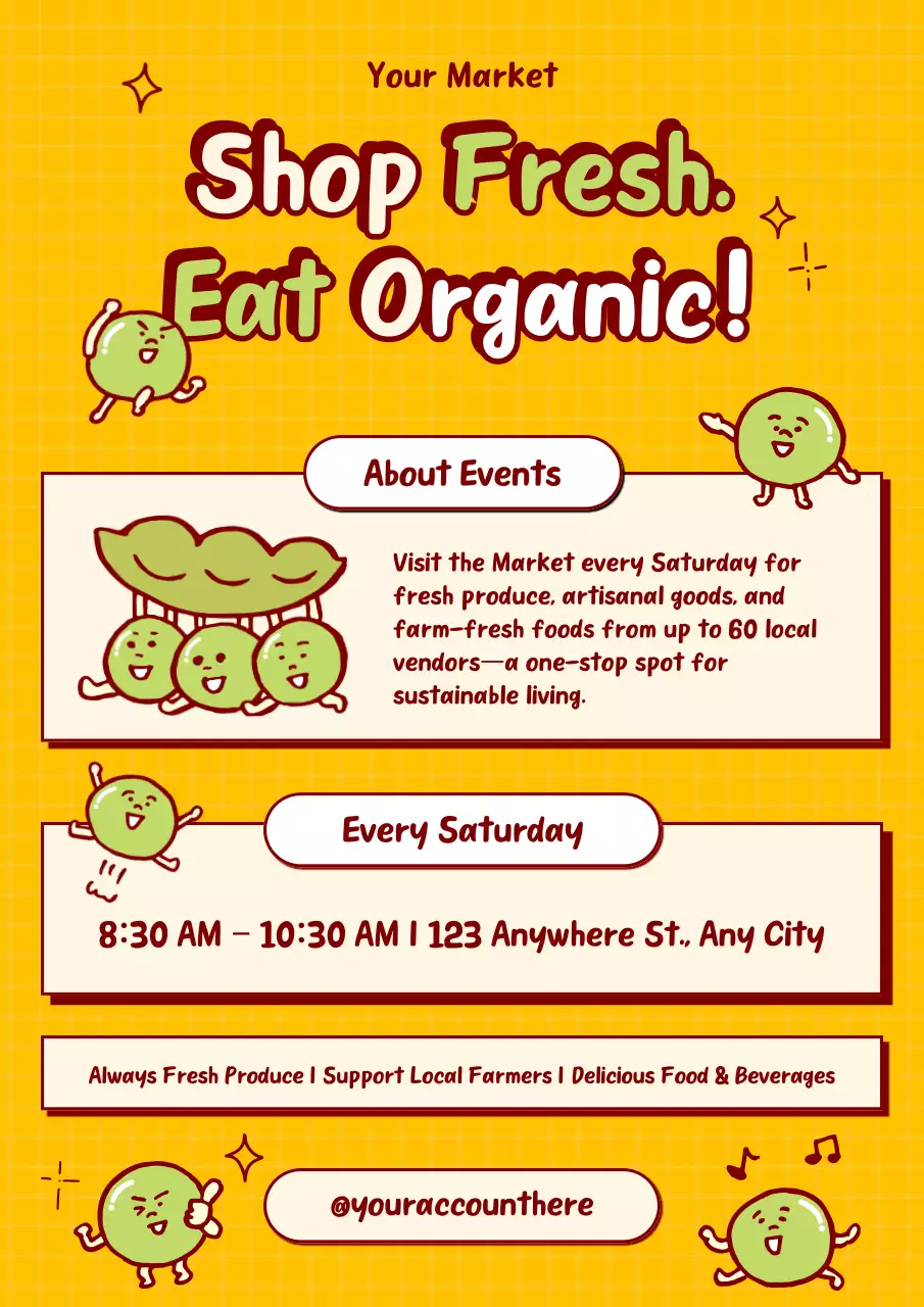 Yellow Trendy Organic Market Event Poster