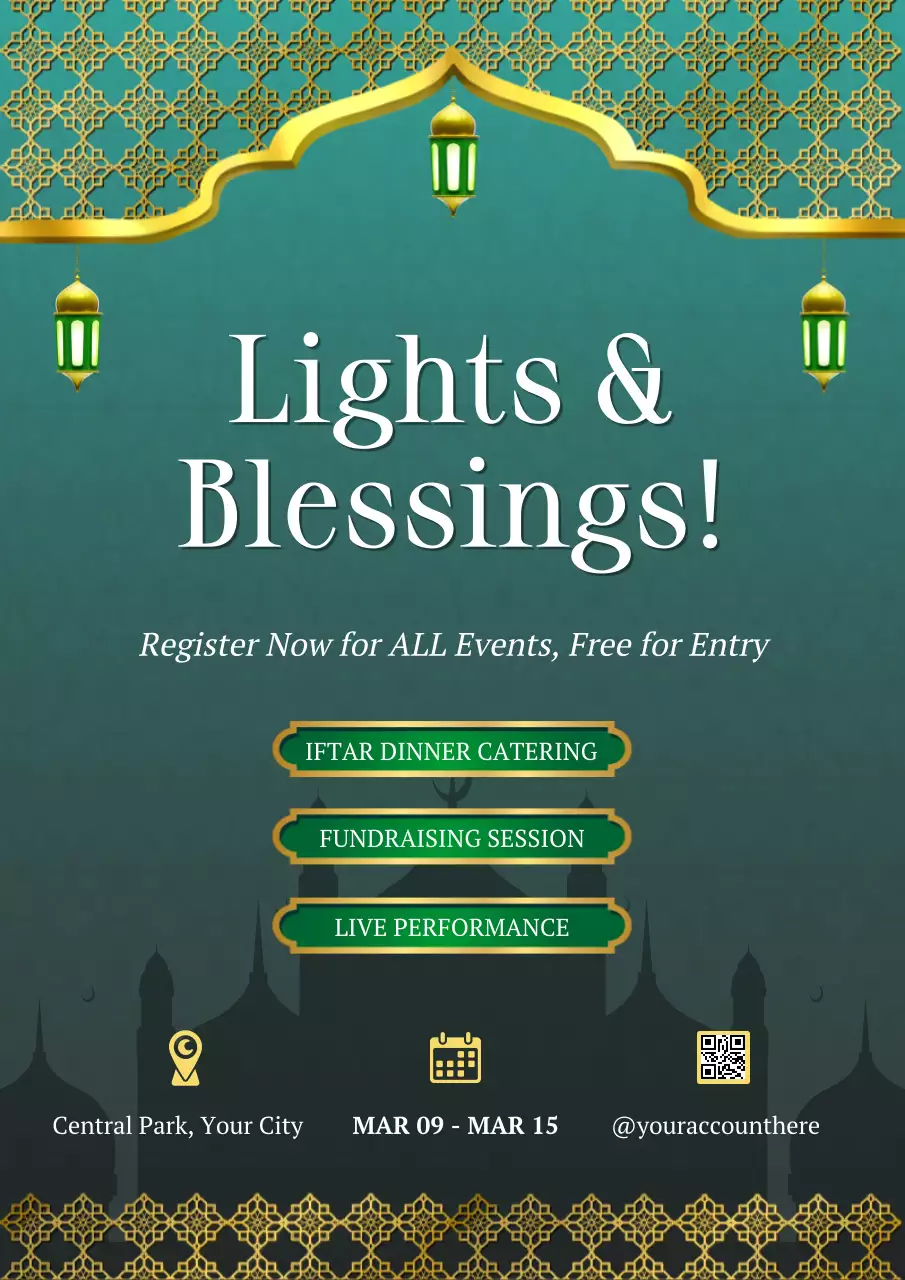 Green Traditional Ramadan Event Promotion Poster