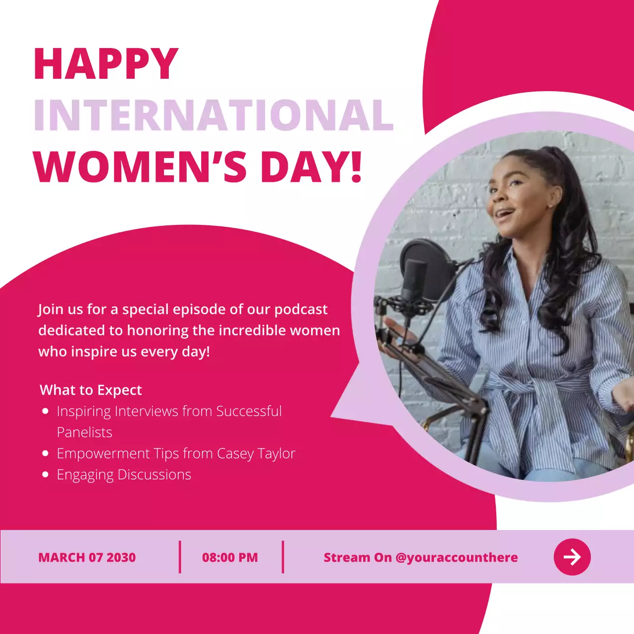 Pink Modern Women's Podcast Promotion Social Media Post