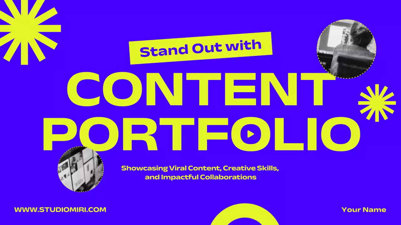 Blue Trendy Content Portfolio Invitation Presentation