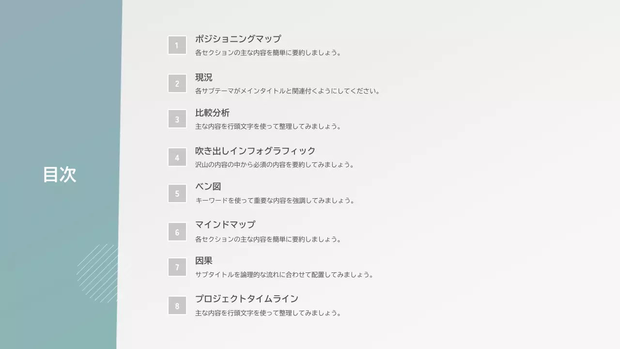 白 シンプル プラン プレゼンテーション