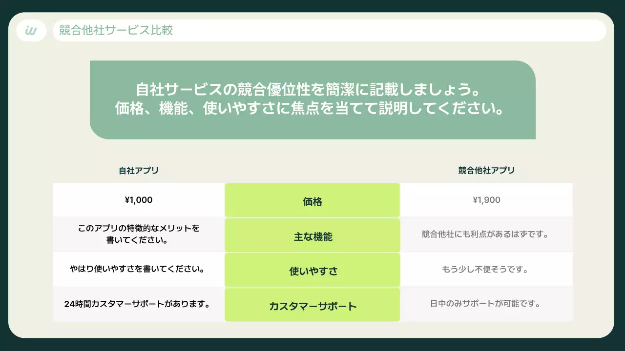 緑 シンプル アプリ 資料 プレゼンテーション