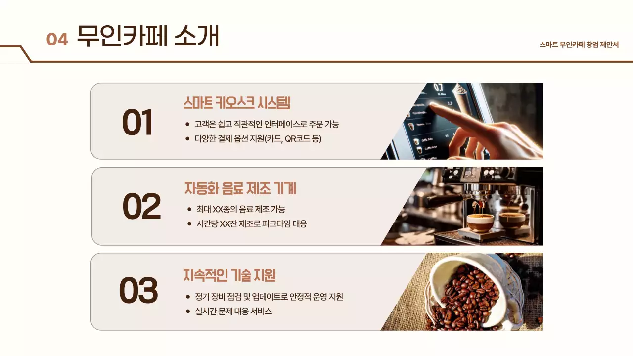 베이지 모던 무인카페 제안