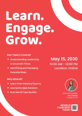 Red Modern Leadership Webinar Announcement Poster