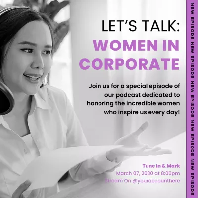 Purple Modern Podcast Announcement Social Media Post