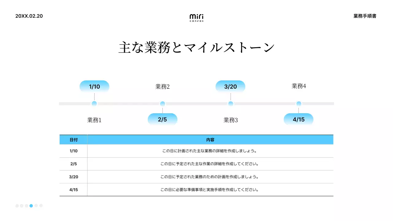 青 シンプル 業務手順書 マニュアル プレゼンテーション