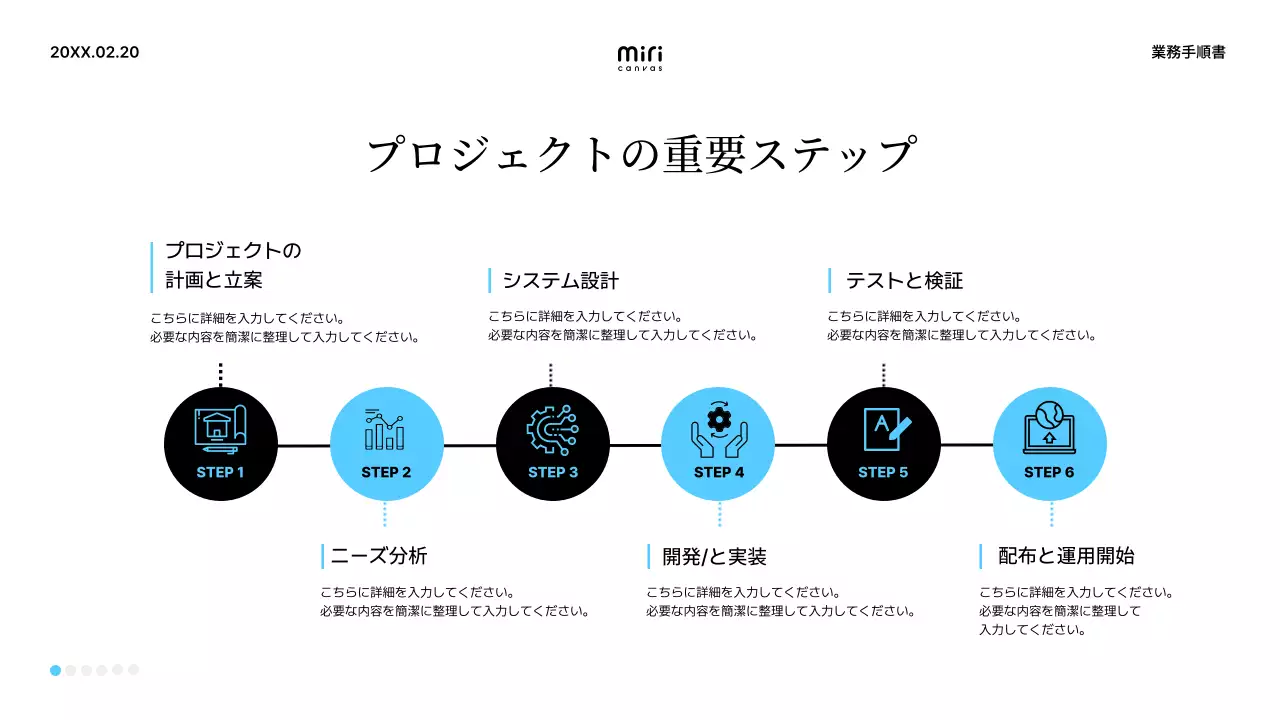 青 シンプル 業務手順書 マニュアル プレゼンテーション