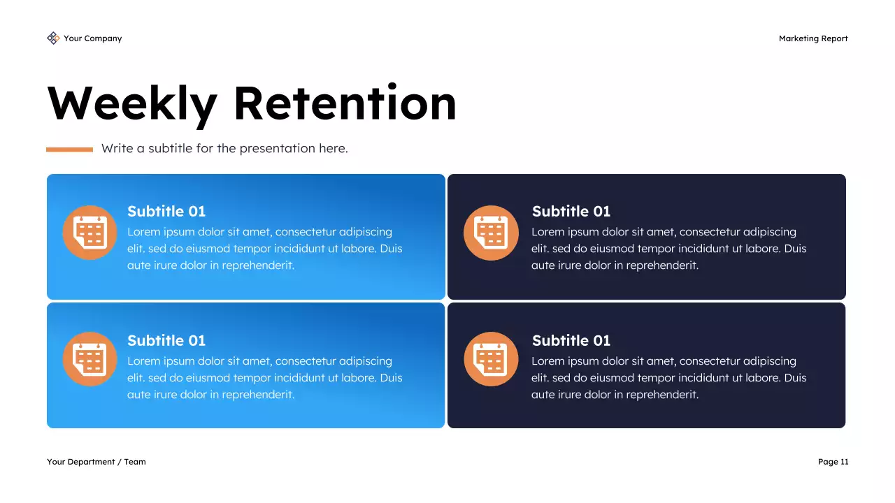Navy Modern Marketing KPI Report Presentation
