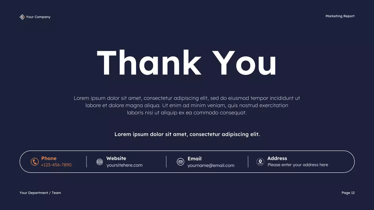 Navy Modern Marketing KPI Report Presentation