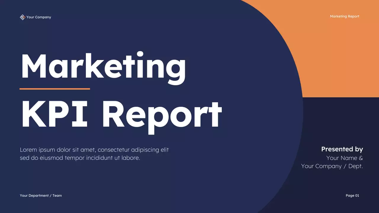 Navy Modern Marketing KPI Report Presentation