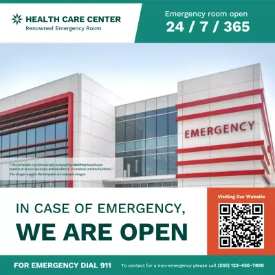 Green Modern Emergency Announcement Social Media Post