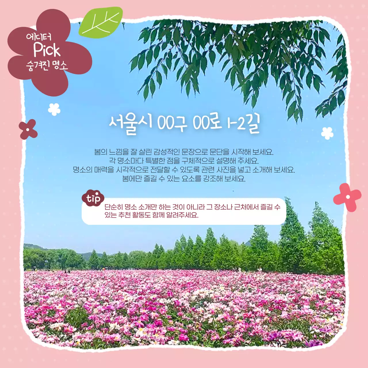 하늘색 아기자기한 봄나들이 안내