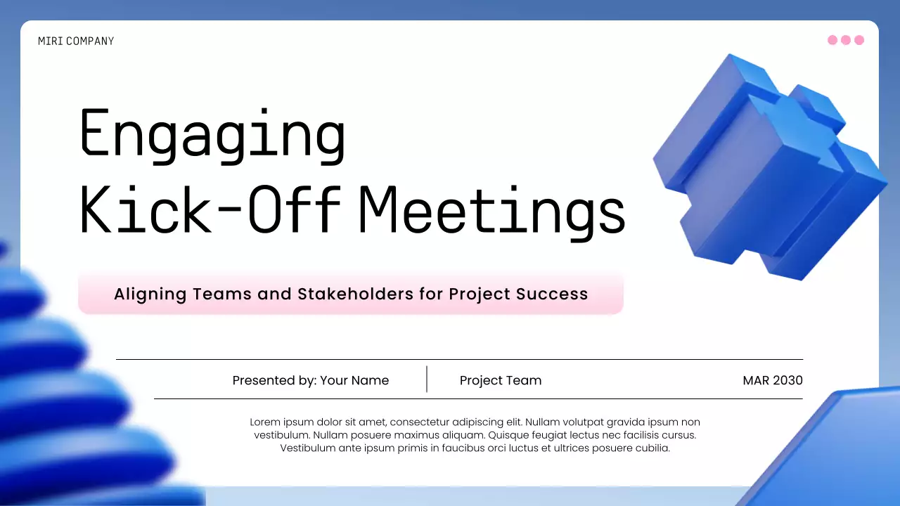 Blue Professional Project Kick-Off Meeting Presentation
