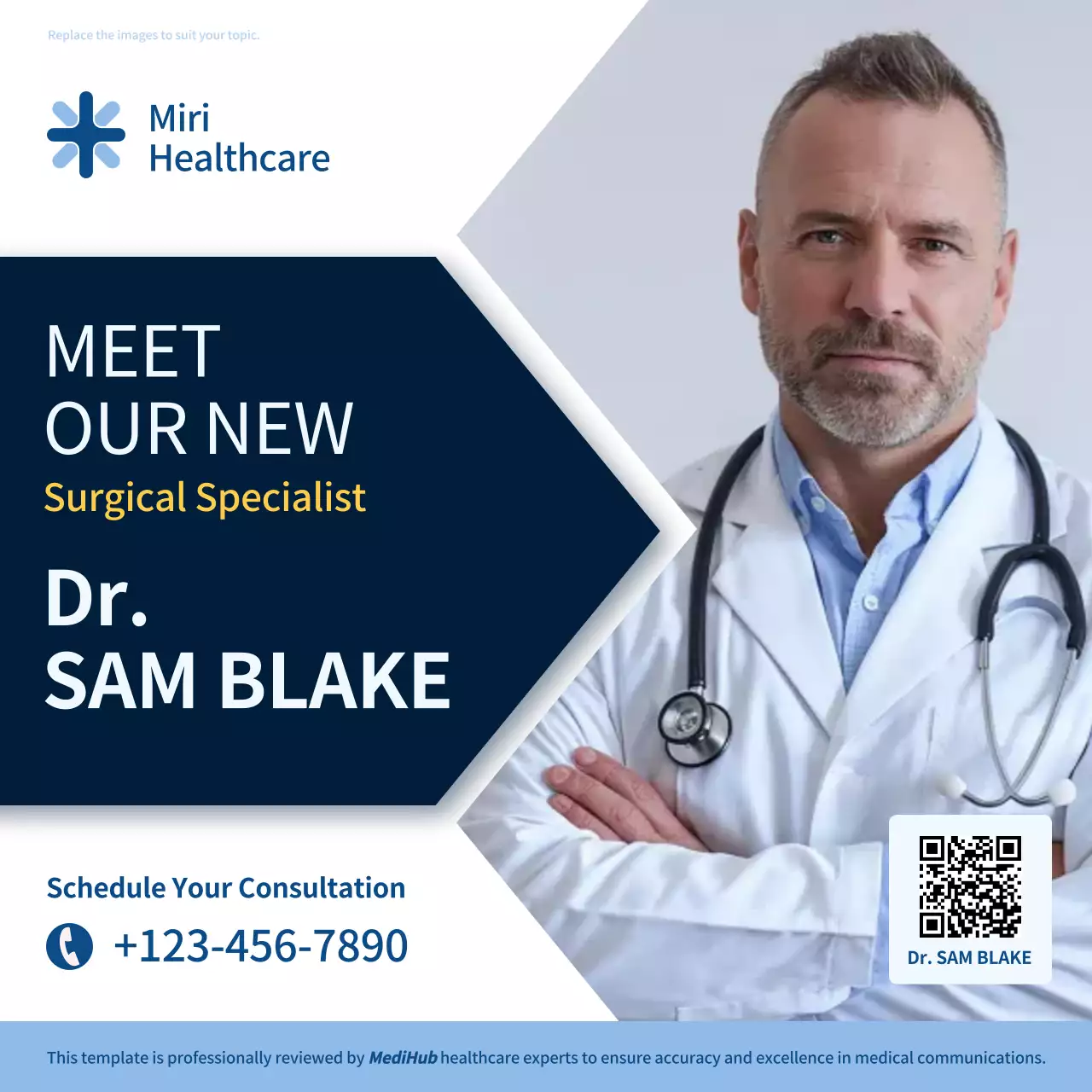 Blue Professional Healthcare Announcement Instagram Post