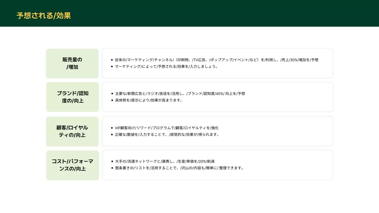 緑 シンプル マーケティング 企画書