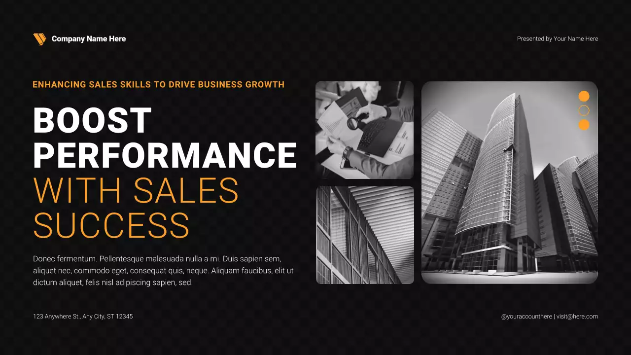 Black Modern Sales Performance Presentation
